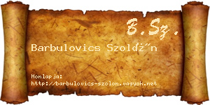 Barbulovics Szolón névjegykártya